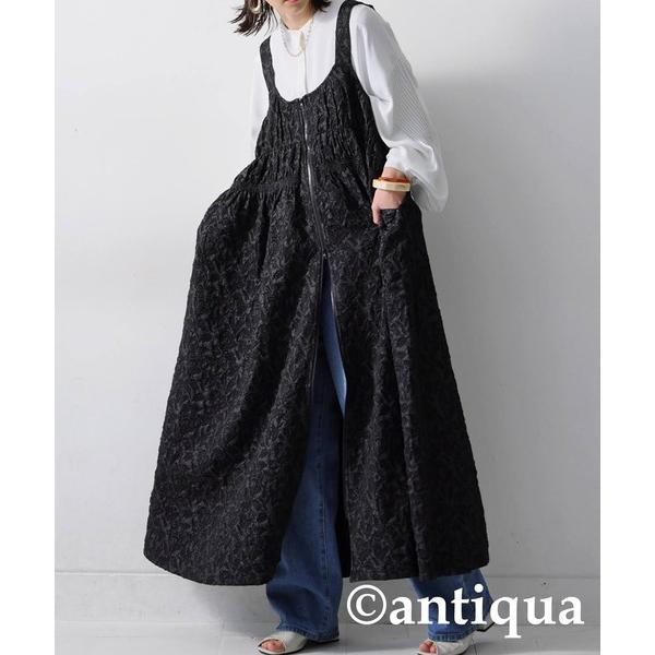 「antiqua」 キャミソールワンピース R ブラック レディース