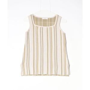 「GLOBAL WORK」 ストライプ柄ノースリーブニット FREE ベージュ レディース