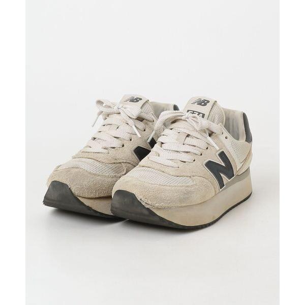 「New Balance」 ローカットスニーカー 24.5cm ベージュ レディース