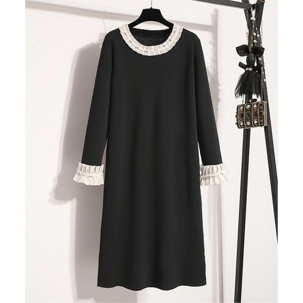 ワンピース パールフリルヘムシンプルワンピース