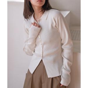 ニット セーター サムホールポロニットカーディガン レディース