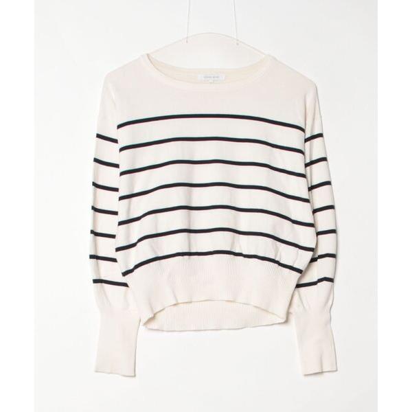 「GLOBAL WORK」 ボーダー柄長袖ニット X-SMALL ベージュ レディース