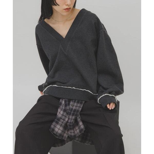 「KBF」 スウェットカットソー ONE チャコールグレー レディース