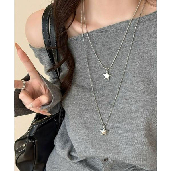 ネックレス 2連スターネックレス レディース