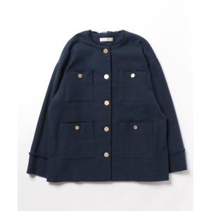 「INED CLARO」 ノーカラージャケット フリー ネイビー レディース