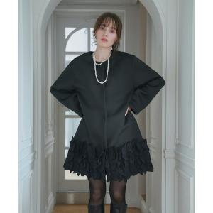 「M y u」 ノーカラーコート FREE ブラック レディース