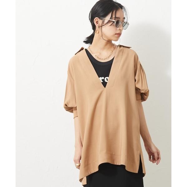 「CHIC STYLE」 「SMILELAND」半袖シャツ 3L ベージュ レディース