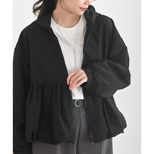 ブルゾン ジャンバー ナイロンワッシャーペプラムバルーンジャケット レディース