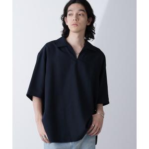 「NANO universe」 半袖シャツ L ネイビー メンズ