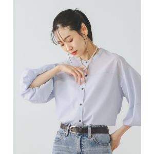 「GLOBAL WORK」 7分袖ブラウス MEDIUM サックスブルー レディース