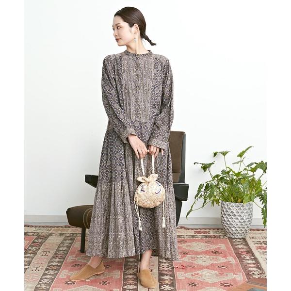 「チャイハネ」 長袖ワンピース FREE カーキ レディース