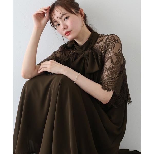 「BLUEEAST」 半袖ワンピース LONG ブラウン レディース
