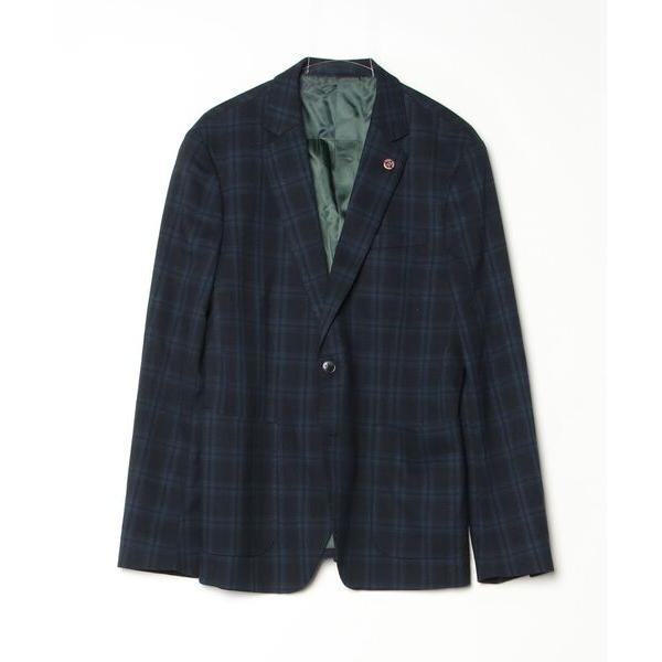 「SCOTCH&amp;SODA」 チェック柄テーラードジャケット L ネイビー メンズ