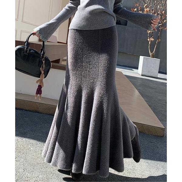 ロング スカート ハイウエスト マーメイドニットロングスカート