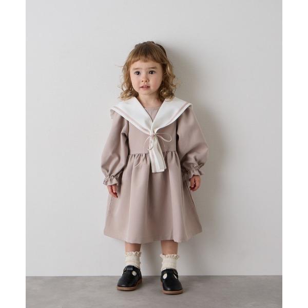 ワンピース 入学式 卒園式 配色セーラーカラーリボンセレモニーワンピース キッズ 子供服 女の子
