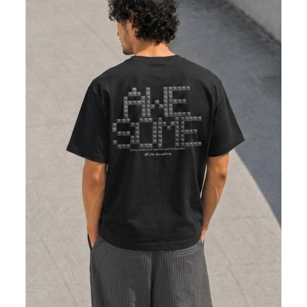 tシャツ 「吸水速乾・接触冷感・抗菌防臭」バックプリントロゴTシャツ「AWESOME」 Functi...
