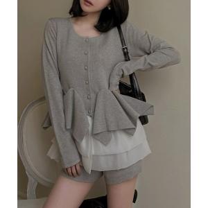 tシャツ ランダムフリルヘムシアードッキングトップス レディース