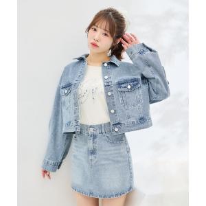 スカート ラインストーンデニムミニスカート(セッ...の商品画像