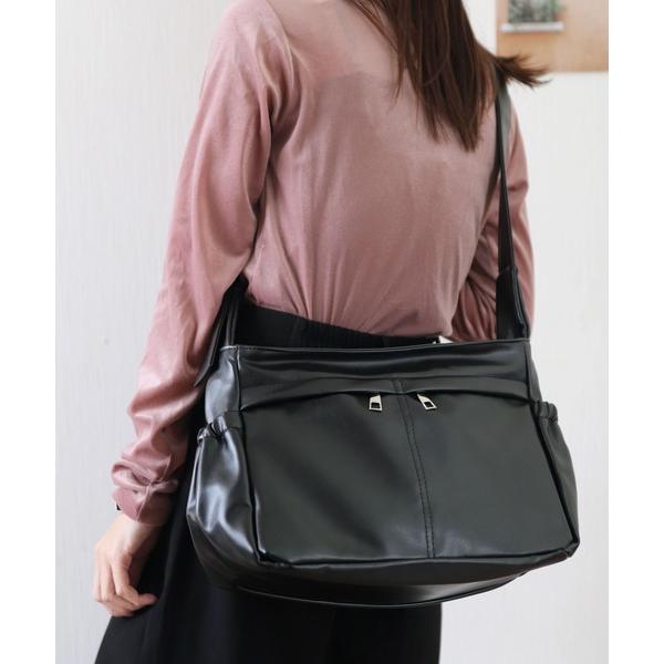 ショルダーバッグ バッグ 「メンズ・レディース兼用」2WAY マルチポケットレザータッチワンショルダ...
