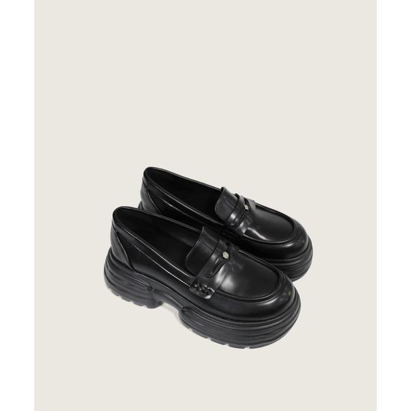 ローファー 「3色展開」ロゴポイント厚底ペニーローファースニーカー/2026 SS PLATFORM...