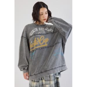 トレーナー スウェット 加工アウトシームスウェットトップス レディース