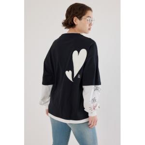 tシャツ ハートフェイクレイヤードトップス レディース メンズ
