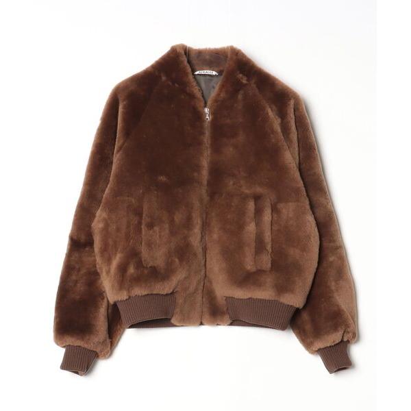 「AURALEE」 レザーブルゾン 3 ブラウン レディース