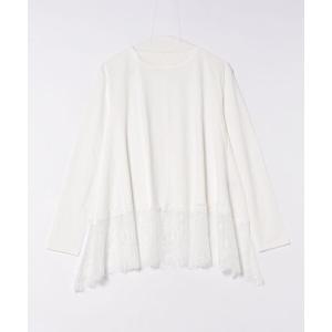 tシャツ 天竺裾レースロンT レディース