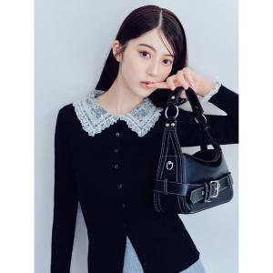 カーディガン レースカラーニットカーディガン レディース