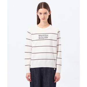 ニット セーター ライティングロゴボーダーニット レディース