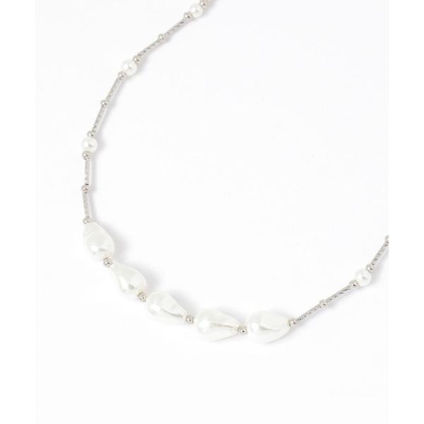 ネックレス ポイントガラス変形パールネックレス/637734 レディース