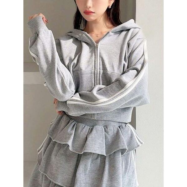 パーカー ダブルポケットジップパーカー「セットアップ着用可能」 レディース