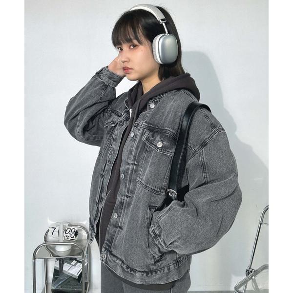 デニムジャケット gジャン ◯ノーカラーオーバーサイズデニムジャケット　セットアップ可能 「UNIS...