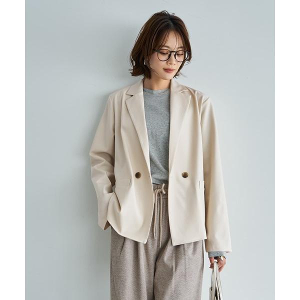 ジャケット テーラードジャケット ブラウス生地の背面タックしなやかジャケット レディース
