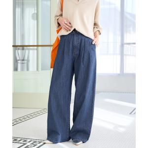 ジーンズ デニム デニムパンツ 限定展開　2タック ストレート デニムパンツ レディース