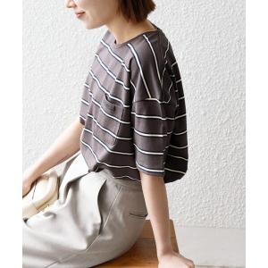 tシャツ 半袖 SHIPS any:「洗濯機可能」マルチボーダー ワイド TEE レディース