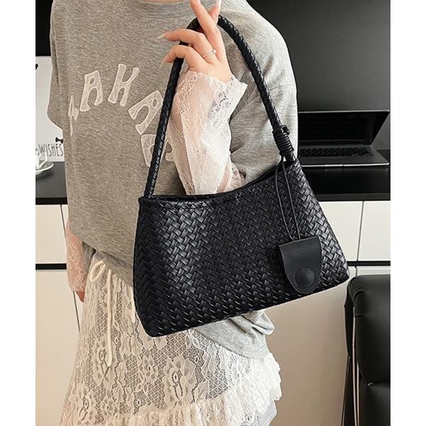 トートバッグ ミニバッグ付き編み込みバッグ レディース
