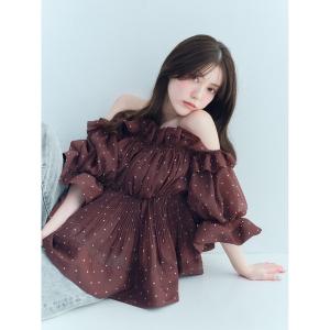 ボリュームギャザーフリルチュニック レディース