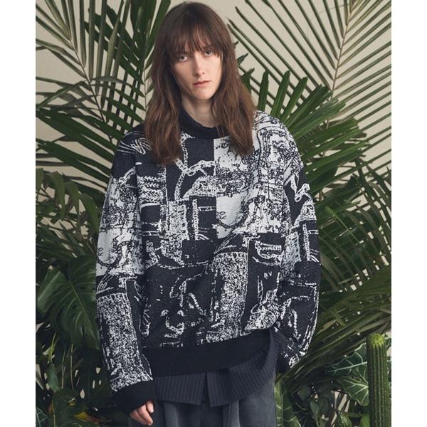 セーター ニット 「UNISEX」Scarf Collage Jacquard Prime-Over...