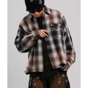 シャツ 「FromVintage」ダメージチェックシャツ メンズ レディース