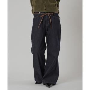 ジーンズ デニム デニムパンツ belted denim pants / ベルト付きデニムパンツ レディース