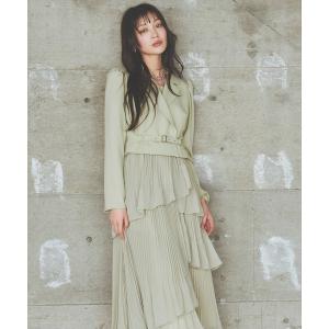 ワンピース ジャケットレイヤードプリーツワンピース