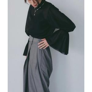 ブラウス シャツ フレアスリーブ スタンドネックシアーブラウス「セレモニー/オケージョン」 レディース