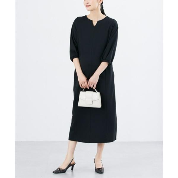 マタニティ マタニティウェア　ふんわり７分袖ロングワンピース