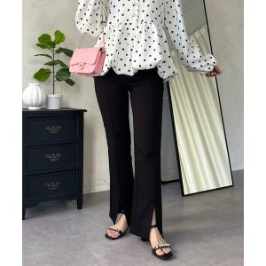 パンツ 「-3kg見え！」フロントスリットスーパーストレッチパンツ レディース