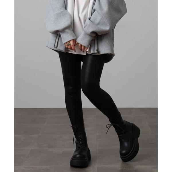 パンツ パイソン柄フェイクレザーレギンス レディース