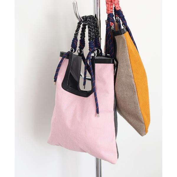 トートバッグ バイカラー異素材ミックストートバッグ レディース