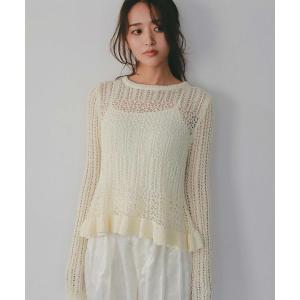 tシャツ ペプラムクロシェ シアーニット レディース
