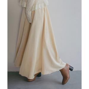 ロング スカート スムースサテンフレアスカート
