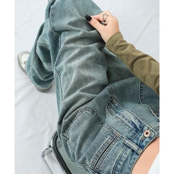 ジーンズ デニム デニムパンツ ハイウエストストレートデニムパンツ レディース